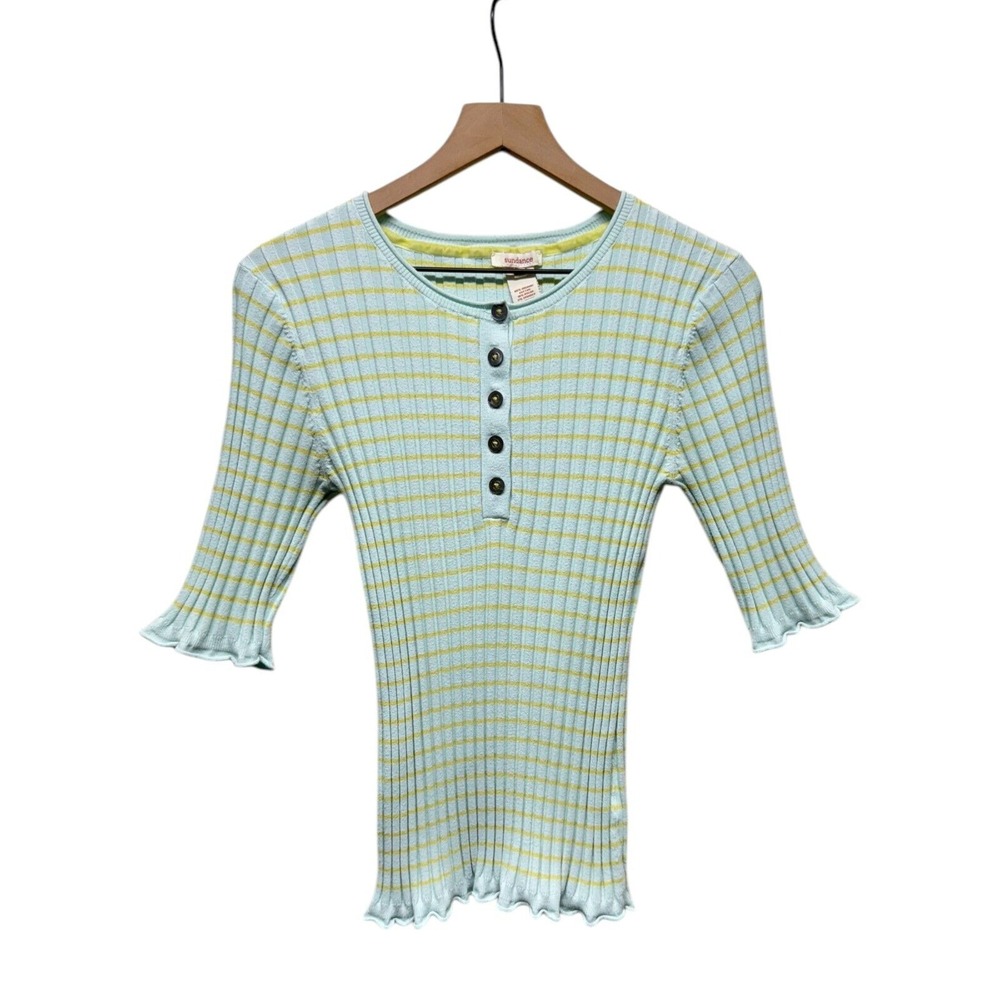 Blue and Yellow Striped Women's Top